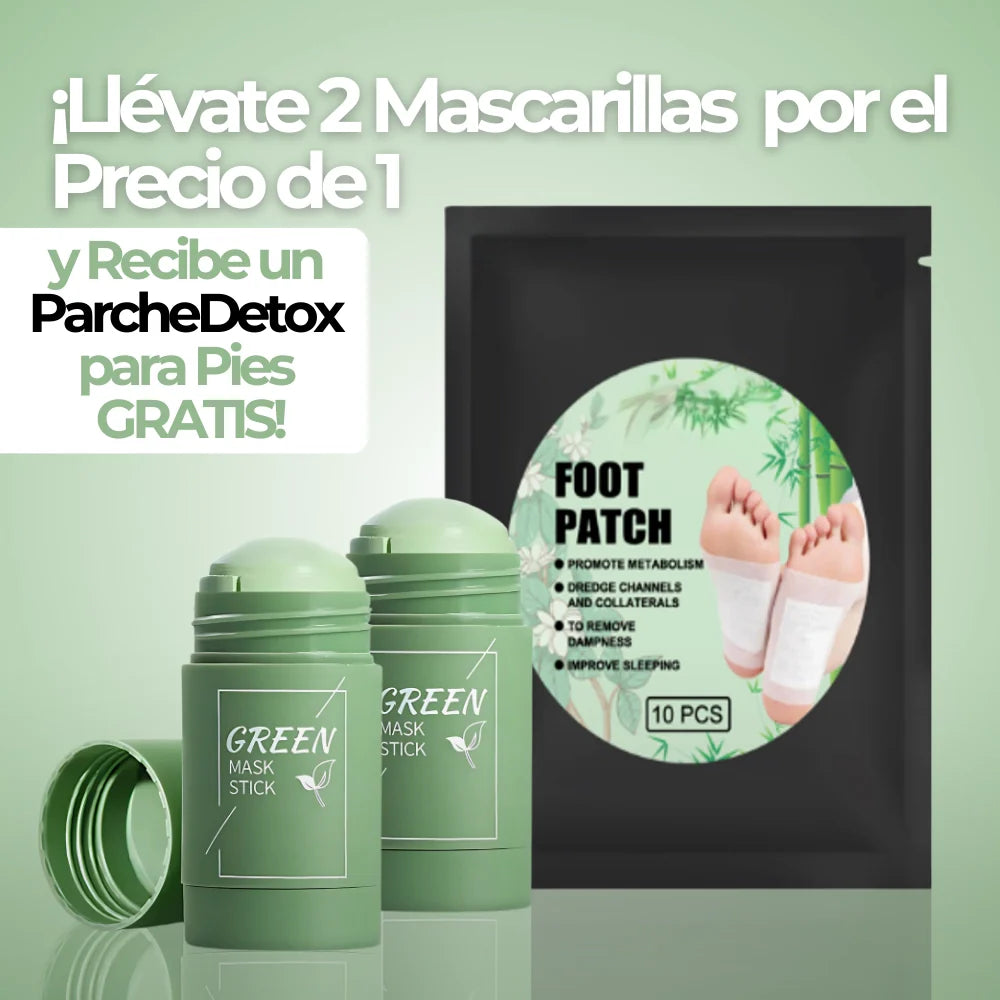 PACK DETOX: Llévate 2 Mascarillas de Té Verde + 1 Parche GRATIS