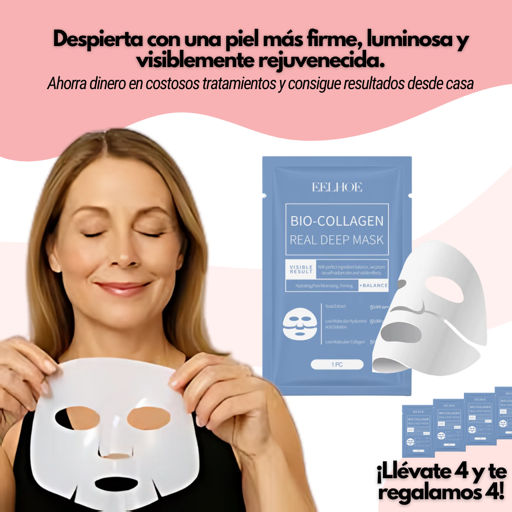 Mascarilla de Bio Colágeno - ¡Llévate 4 y recibe 4 MÁS GRATIS!