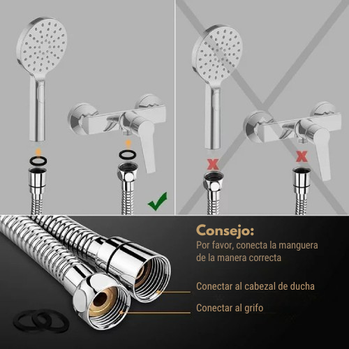 Manguera de Ducha Flexible 1.5M – Acero Inoxidable y Antitorsión