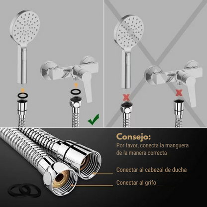 Manguera de Ducha Flexible 1.5M – Acero Inoxidable y Antitorsión