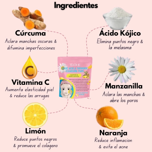 Discos Limpiadores y Exfoliantes de Cúrcuma y Ácido Kójico - ¡Llévate 2 por el precio de 1! 😍