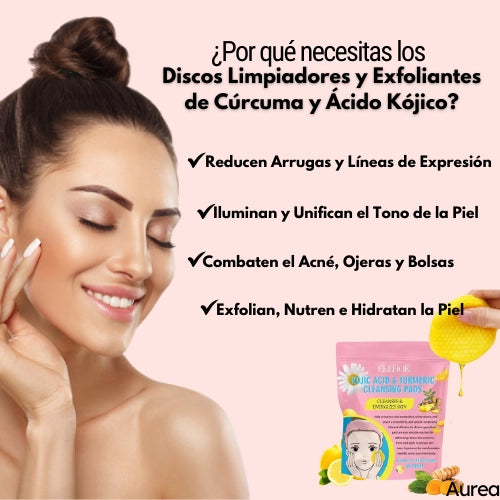 Discos Limpiadores y Exfoliantes de Cúrcuma y Ácido Kójico - ¡Llévate 2 por el precio de 1! 😍